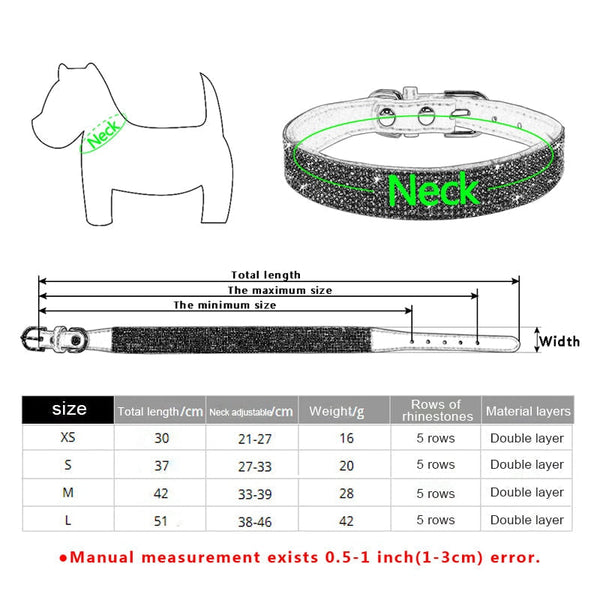 Crystal Rhinestone Reflective Dog Collar