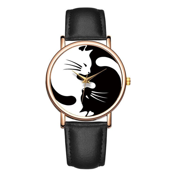 Cute Couple Cat Leather Watch - Meowaish