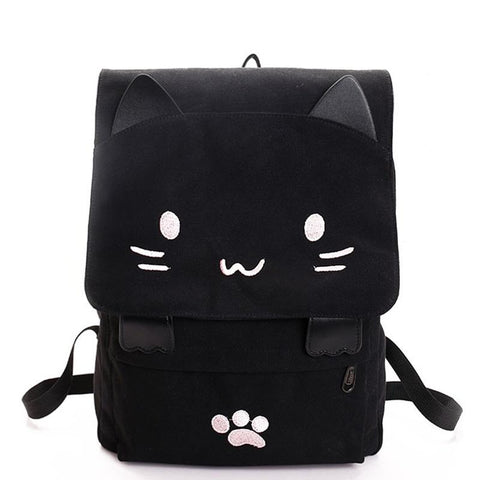 Cute Cat Canvas Backpack - Meowaish