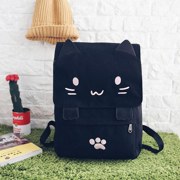 Cute Cat Canvas Backpack - Meowaish