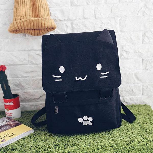 Cute Cat Canvas Backpack - Meowaish