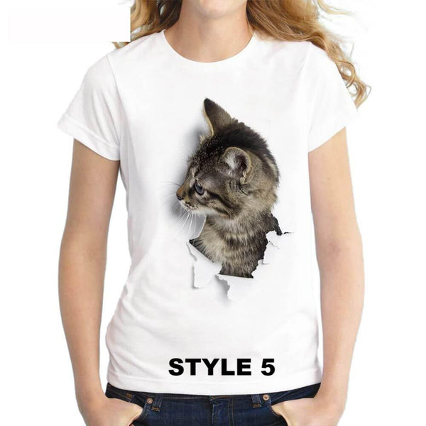 3D  Cute Cat Printing T-Shirt - Meowaish