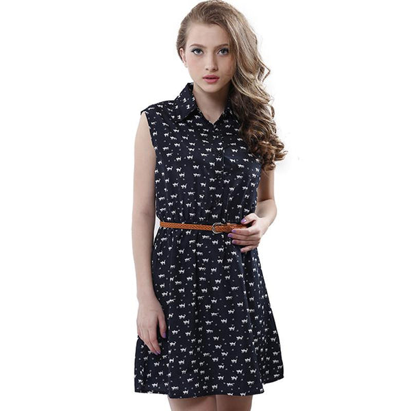 Special Summer Fashion Cat Footprints Pattern Dress - Meowaish