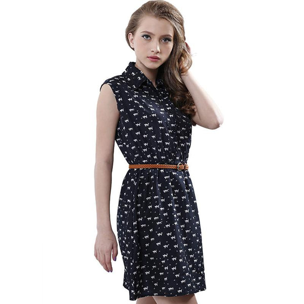 Special Summer Fashion Cat Footprints Pattern Dress - Meowaish