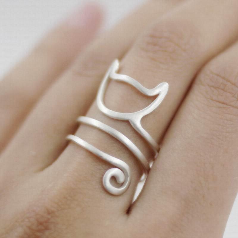 Fashion Cat Adjustable Wrap Ring - Meowaish