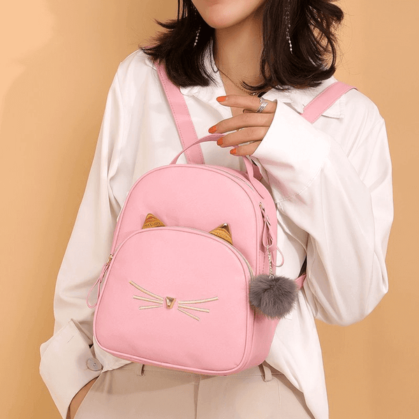 Cat Leather Backpack