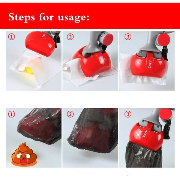 Portable Dog Poop Scooper with Poop Bag Holder