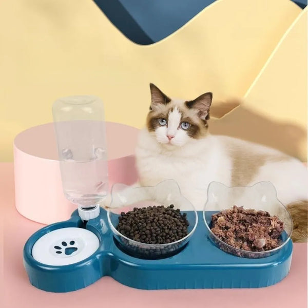 3-in-1 Cat Food Bowl and Automatic Feeder