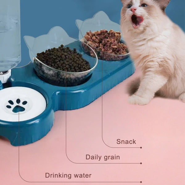 3-in-1 Cat Food Bowl and Automatic Feeder