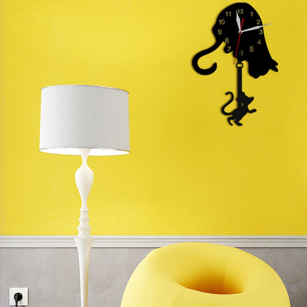 Cat and Mouse Swinging Pendulum Wall Clock
