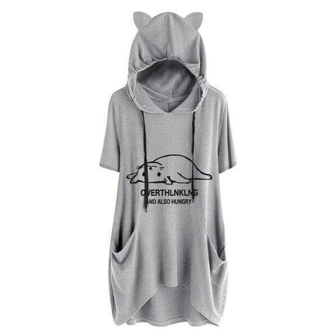 Overthink And Also Hungry - Cat Ears Hoodie - Meowaish