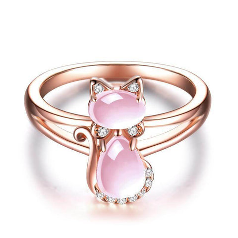 Kitty Rose Quartz Crystal Ring - Meowaish