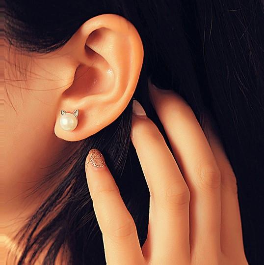 Pearl Cat Earrings - Meowaish