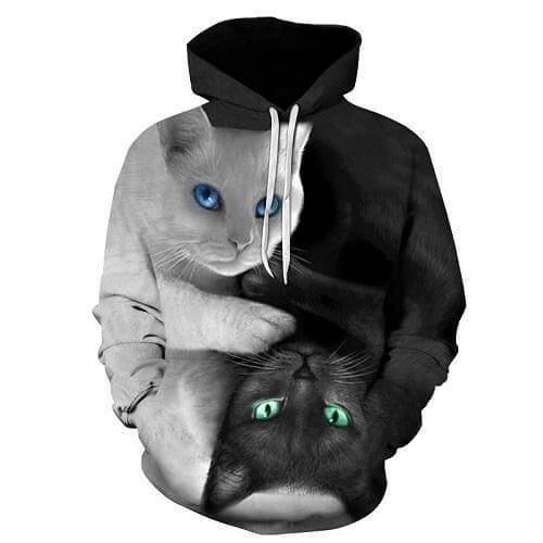 3D black and white cat Sweatshirt / Hoodie [FREE SHIPPING TODAY] - Meowaish