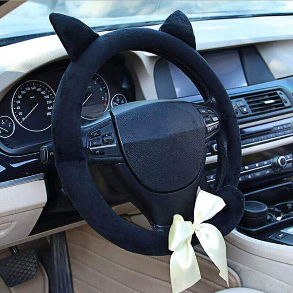 Cat Kitten Steering Wheel Cover with Ears Tails and bow - Meowaish