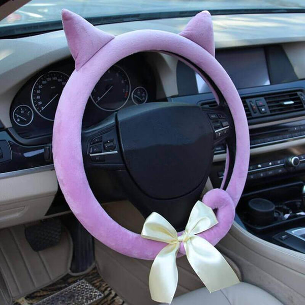 Cat Kitten Steering Wheel Cover with Ears Tails and bow - Meowaish