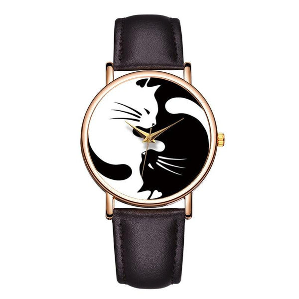 Cute Couple Cat Leather Watch - Meowaish