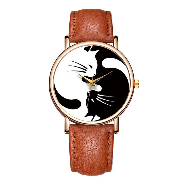 Cute Couple Cat Leather Watch - Meowaish