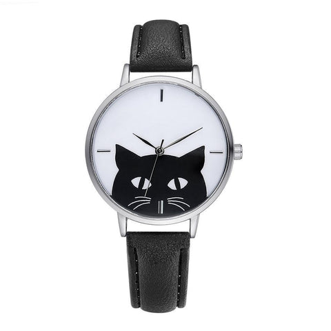 Cat Looks Outside Leather Watch - Meowaish
