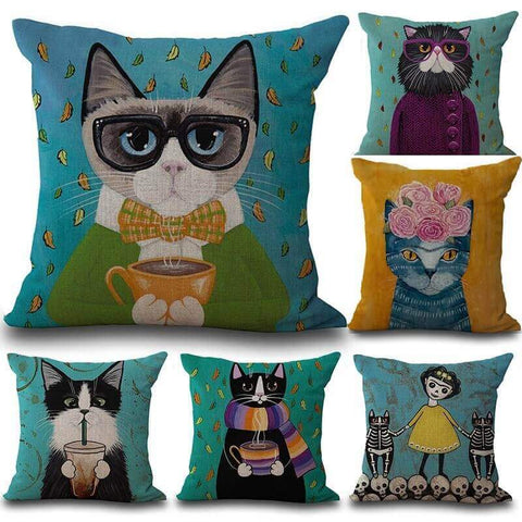 AMAZINGLY ARTFUL CAT PILLOW CASES [50% OFF + FREE SHIPPING TODAY] GETALL6 for Only $49.95! - Meowaish