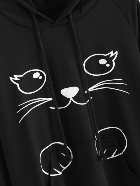 Cat Ear Cartoon Print Sweatshirt/Hoodie - Meowaish