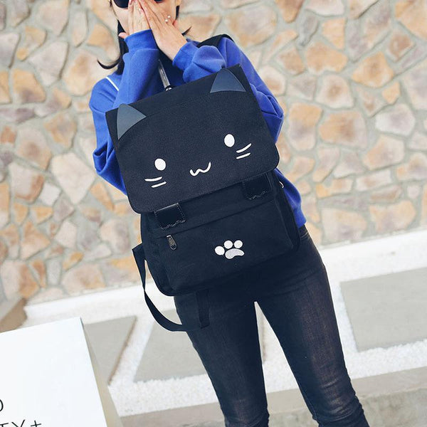 Cute Cat Canvas Backpack - Meowaish