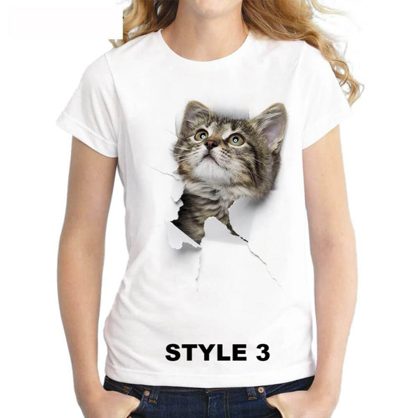 3D  Cute Cat Printing T-Shirt - Meowaish