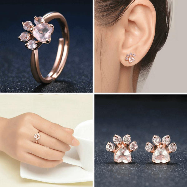 Kitty Paws Rose Gold Ring / Earrings [BUY BOTH ITEM FOR $29.95 ONLY] - Meowaish