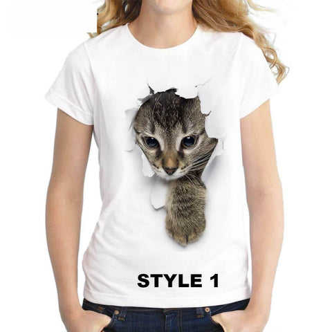 3D  Cute Cat Printing T-Shirt - Meowaish