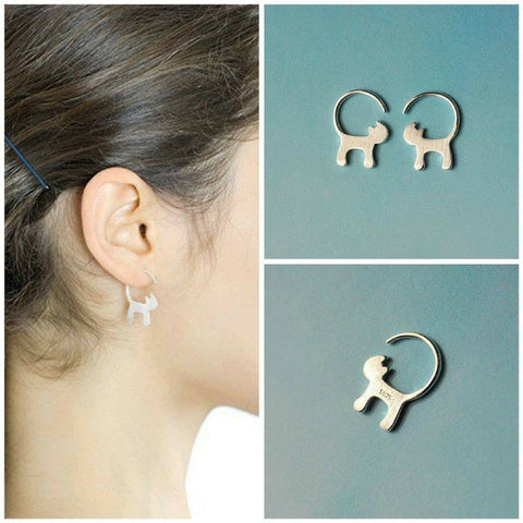 Cute Long Tailed Cat Earrings - Meowaish