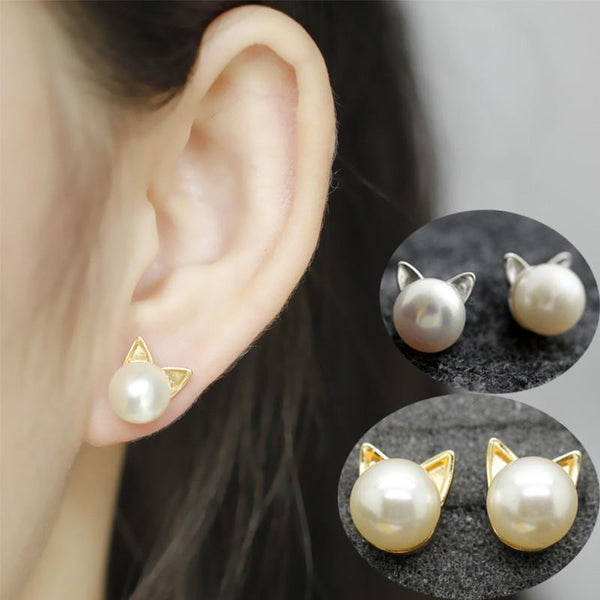 Pearl Cat Earrings - Meowaish