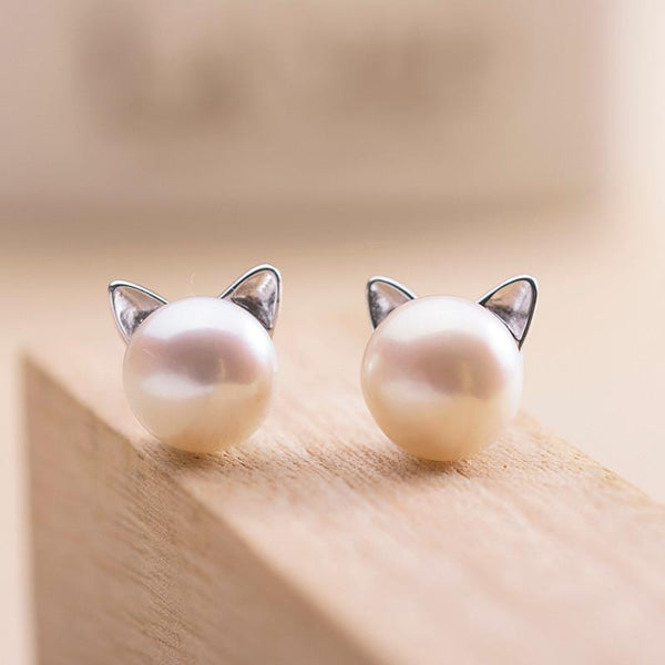 Pearl Cat Earrings - Meowaish