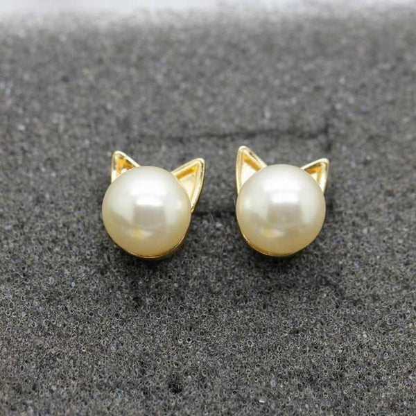 Pearl Cat Earrings - Meowaish