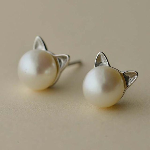 Pearl Cat Earrings - Meowaish