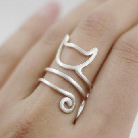 Fashion Cat Adjustable Wrap Ring - Meowaish