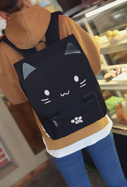 Cute Cat Canvas Backpack - Meowaish