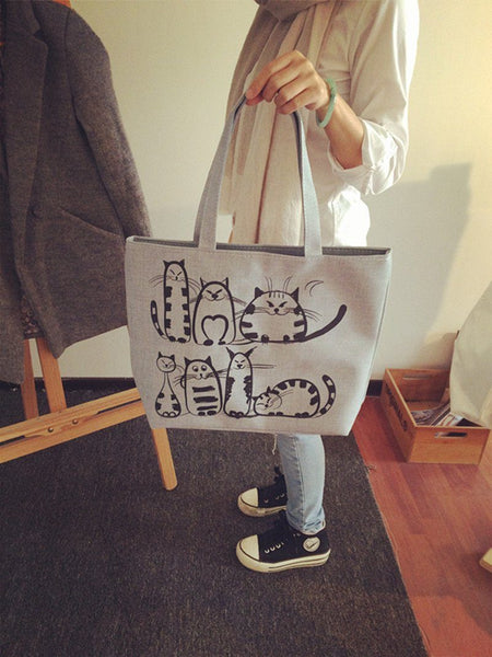 High-Trendy Cute Cat Tote Handbag - Meowaish